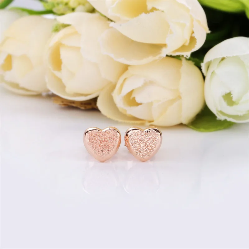 (slika za) Uhani Matte Brilliance Hearts, Pandora Rose™ - 287928 - Ogled 2