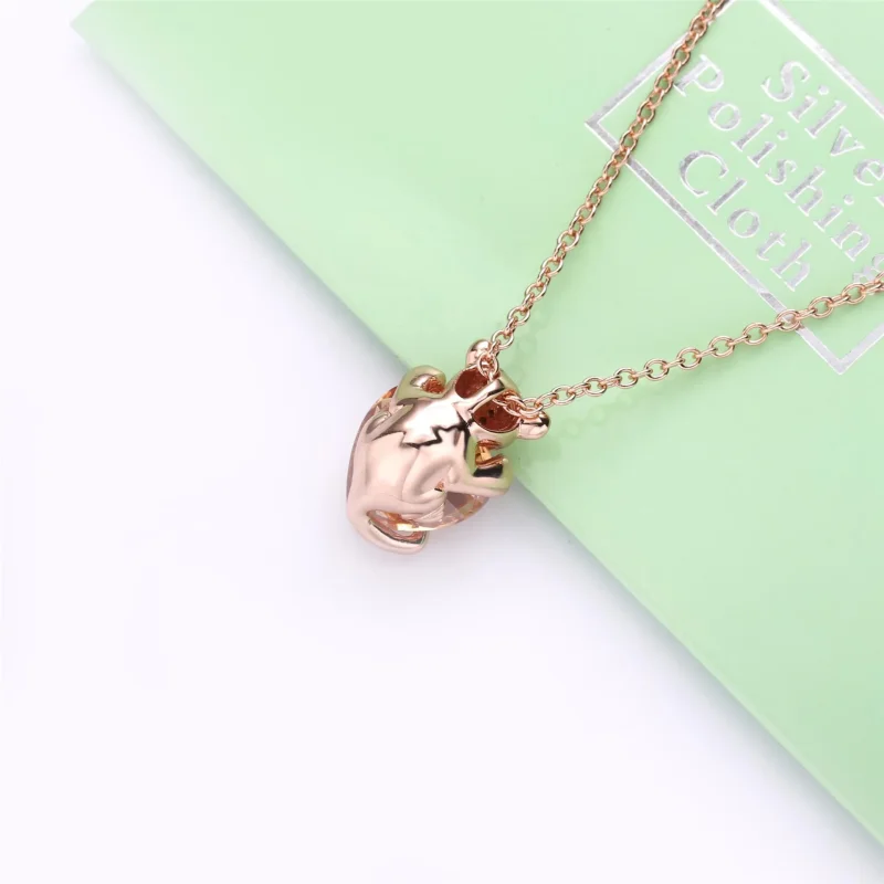 (slika za) PANDORA Bleščeča ogrlica z obeskom v obliki srca levinje - 388068CZM - Ogled 3