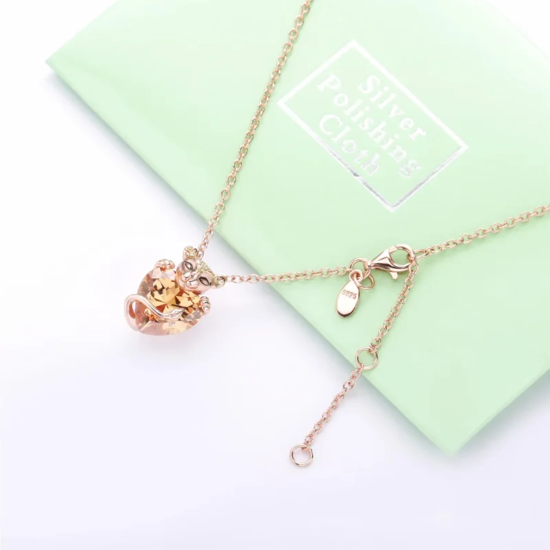 (slika za) PANDORA Bleščeča ogrlica z obeskom v obliki srca levinje - 388068CZM - Ogled 4