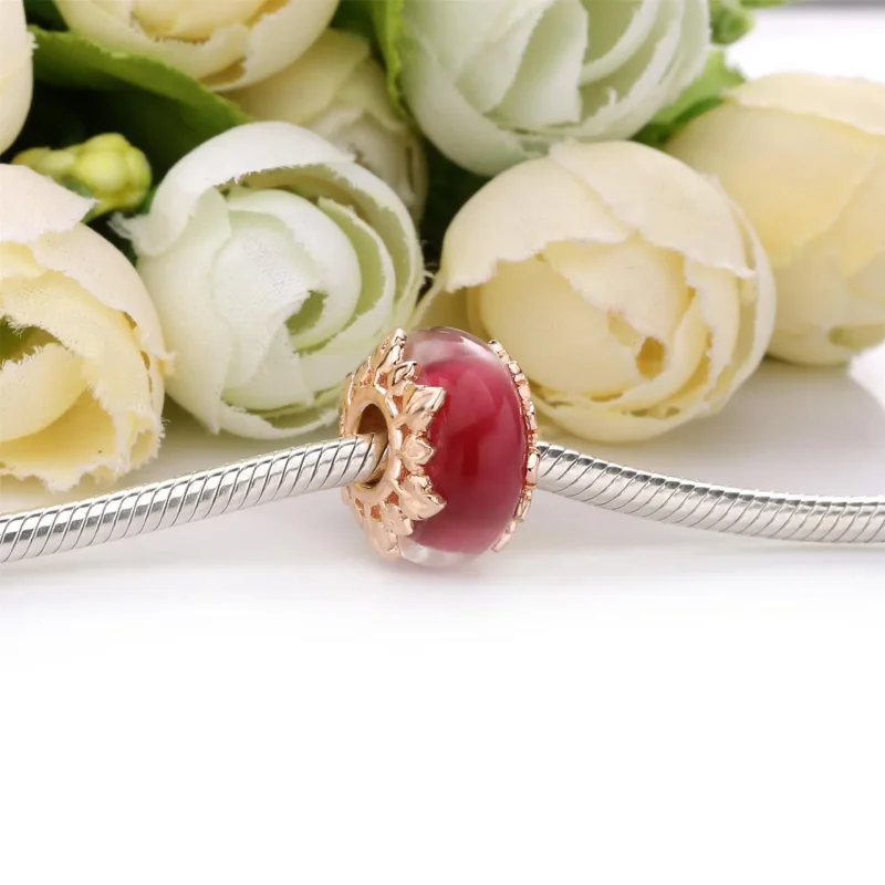 (slika za) PANDORA Obesek z lističi iz roza muranskega stekla - 788244 - Ogled 3