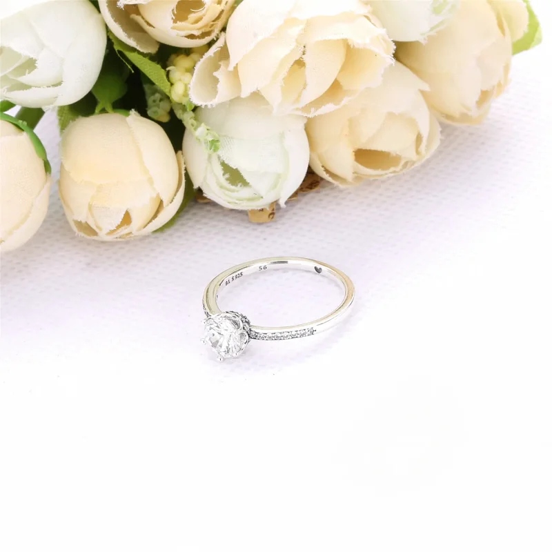 (slika za) PANDORA Prstan s prozorno lesketajočo se krono - 198289CZ - Ogled 2