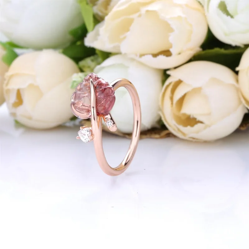 (slika za) PANDORA prstan z lističi iz roza muranskega stekla - 188319PMU - Ogled 2