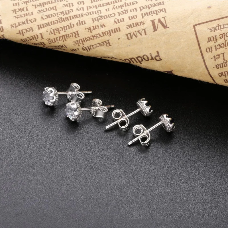 (slika za) PANDORA Uhani prozorni lesketajoči v obliki krone - 298311CZ - Ogled 2