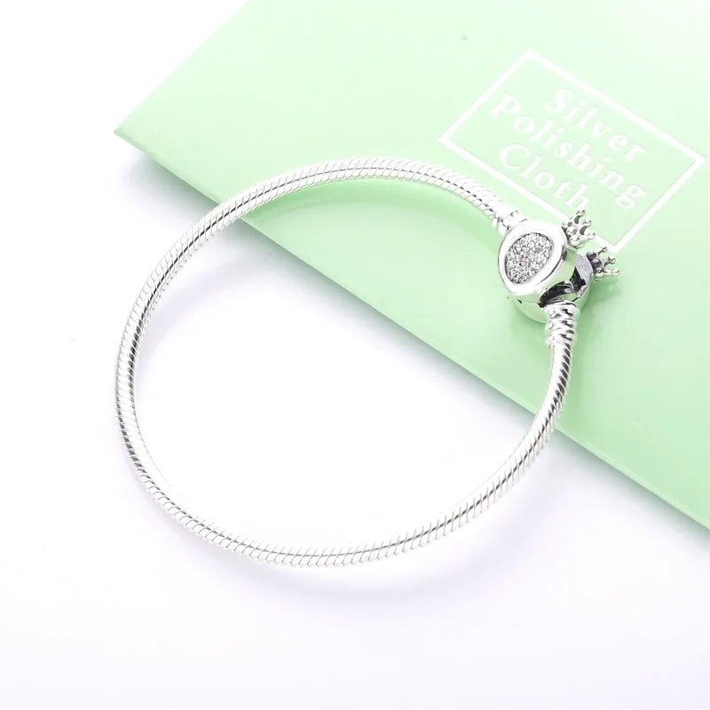 (slika za) Zapestnica s kačjo verižico s krono O zaponko Pandora Moments - 598286CZ - Ogled 3