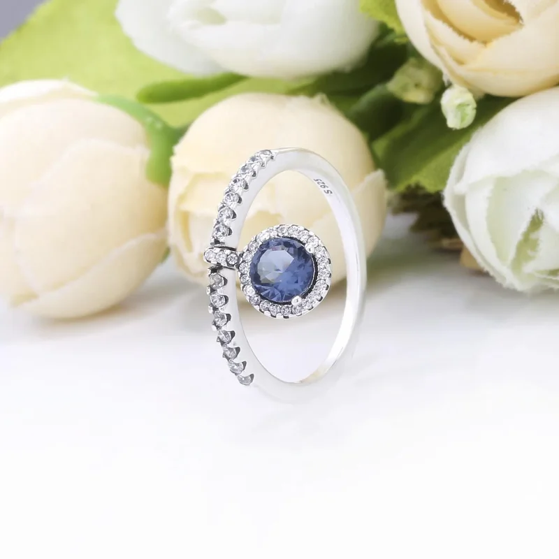 (slika za) PANDORA modri viseči okrogli bleščeči prstan - 198491C02 - Ogled 2