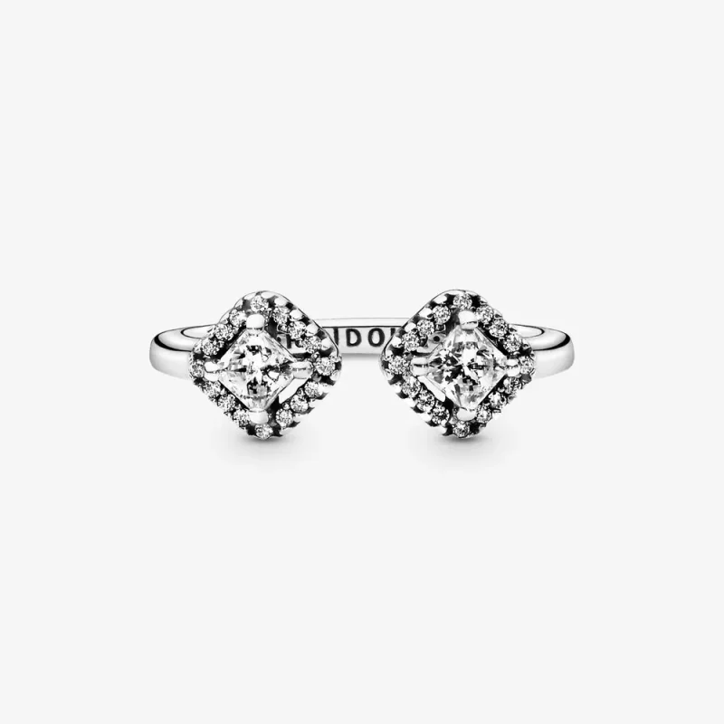 (slika za) PANDORA Square Sparkle Open Ring - 198506C01 - Ogled 2