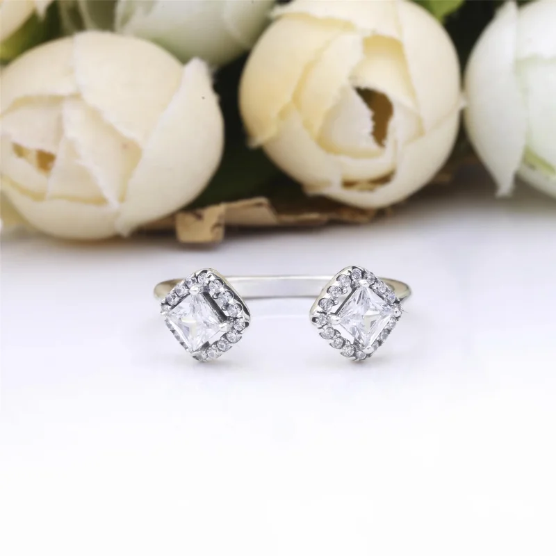 (slika za) PANDORA Square Sparkle Open Ring - 198506C01 - Ogled 4