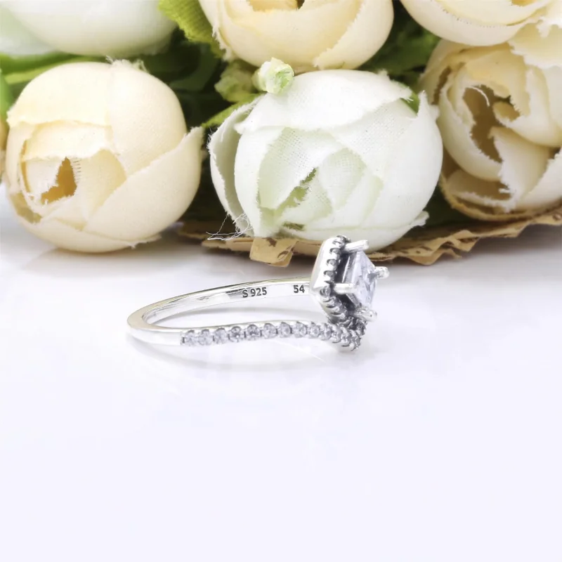 (slika za) PANDORA Square Sparkle Wishbone prstan - 198420C01 - Ogled 4