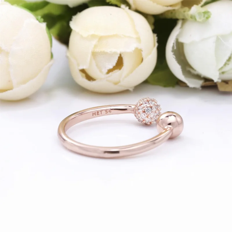 (slika za) PANDORA odprt prstan s poliranimi in Pavé perlami - 188316CZ - Ogled 3