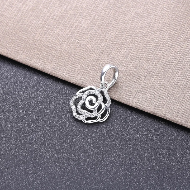 (slika za) PANDORA Ogrlica z obeskom z lesketajočo se vrtnico - prozorna CZ - Ogled 3