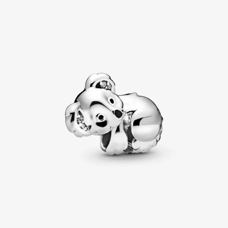 (slika za) Obesek Pandora Koala, črni emajl in prozoren CZ - 798431C01 - Slika izdelka
