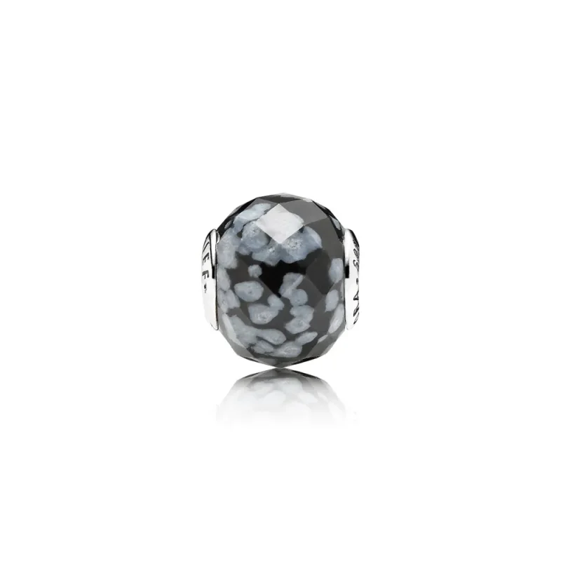 (slika za) PANDORA BELIEF ESSENCE COLLECTION obesek v srebru z obsidianom snežinke - 796045SFO - Slika izdelka