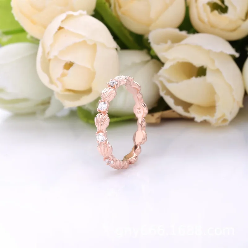 (slika za) PANDORA Bleščeči prstan s paščkom iz školjk - 188946C01 - Ogled 2