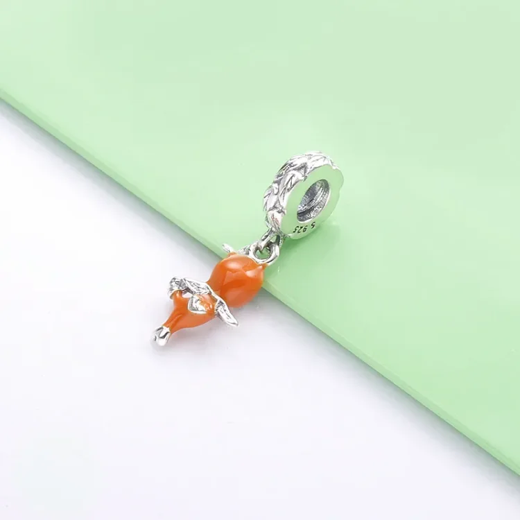 PANDORA Disney oranžna ptica srebrni obesek z oranžnim in črnim emajlom - 798877C01