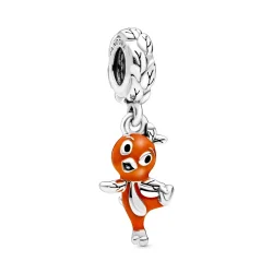 PANDORA Disney oranžna ptica srebrni obesek z oranžnim in črnim emajlom - 798877C01