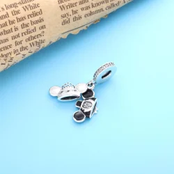 PANDORA Disney Poročni viseči srebrni obesek z Mickeyjem in Minnie - 798804C01