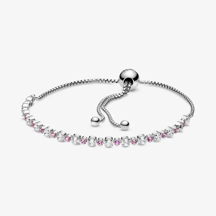 PANDORA drsna zapestnica Pink & Clear Sparkle - 598517C02