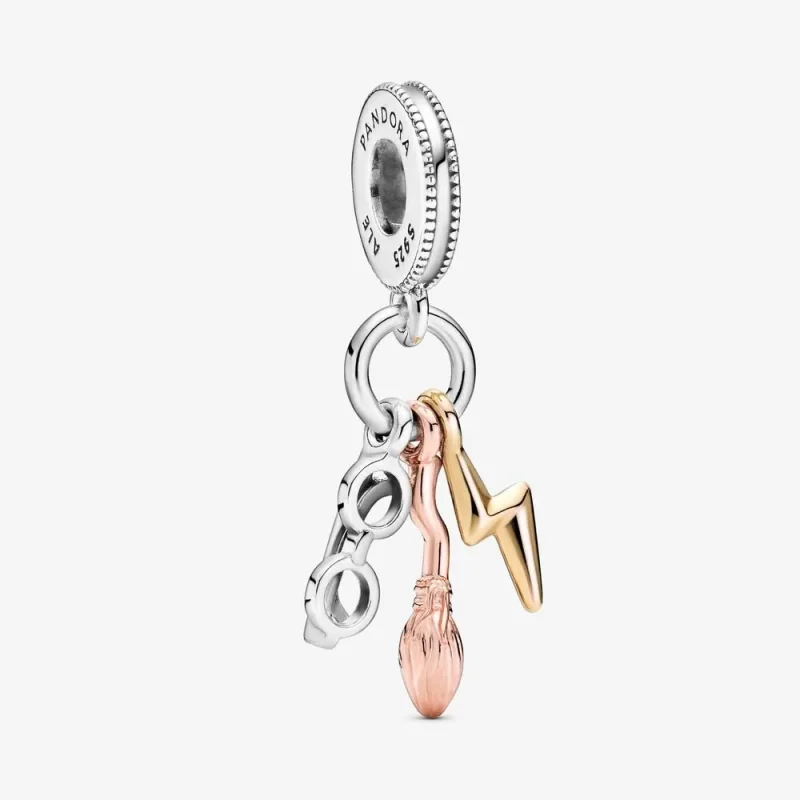 (slika za) PANDORA Harry Potter, očala, viseči obesek Nimbus 2000 in strela - 799129C00 - Slika izdelka