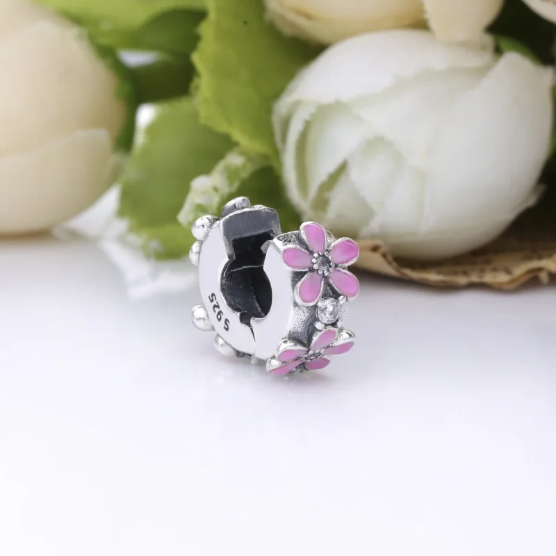 (slika za) PANDORA obesek s sponkami rožnate marjetice - 798809C01 - Ogled 4