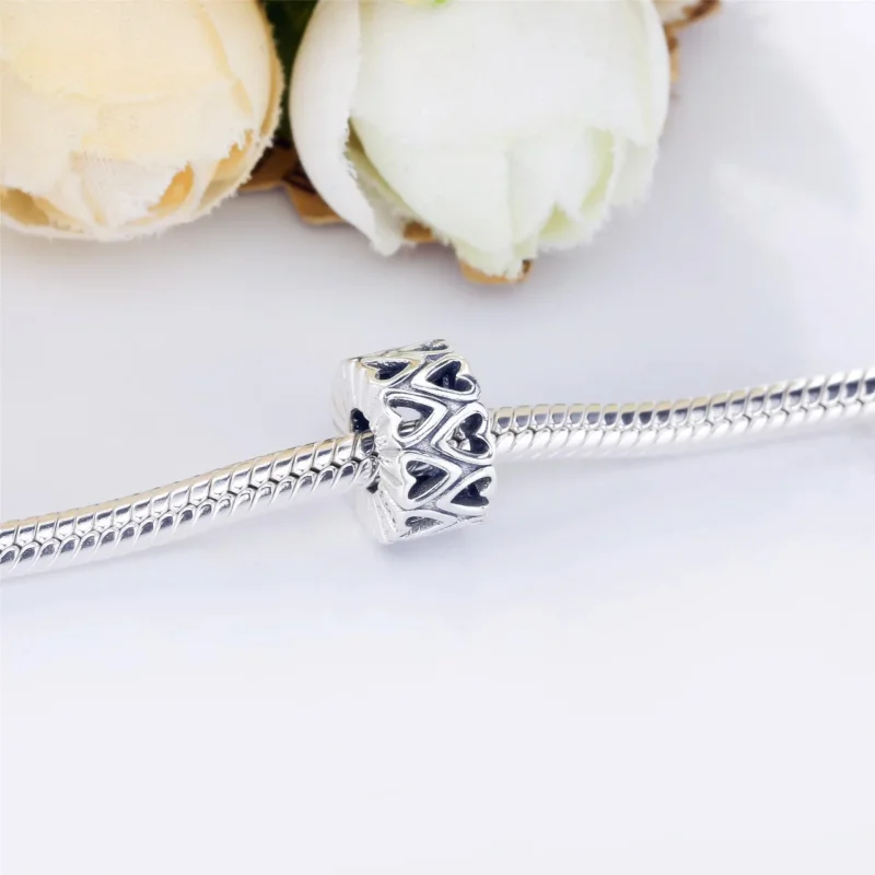 (slika za) PANDORA Obesek z distančniki s prostoročnim srcem Openwork - 798694C00 - Ogled 4