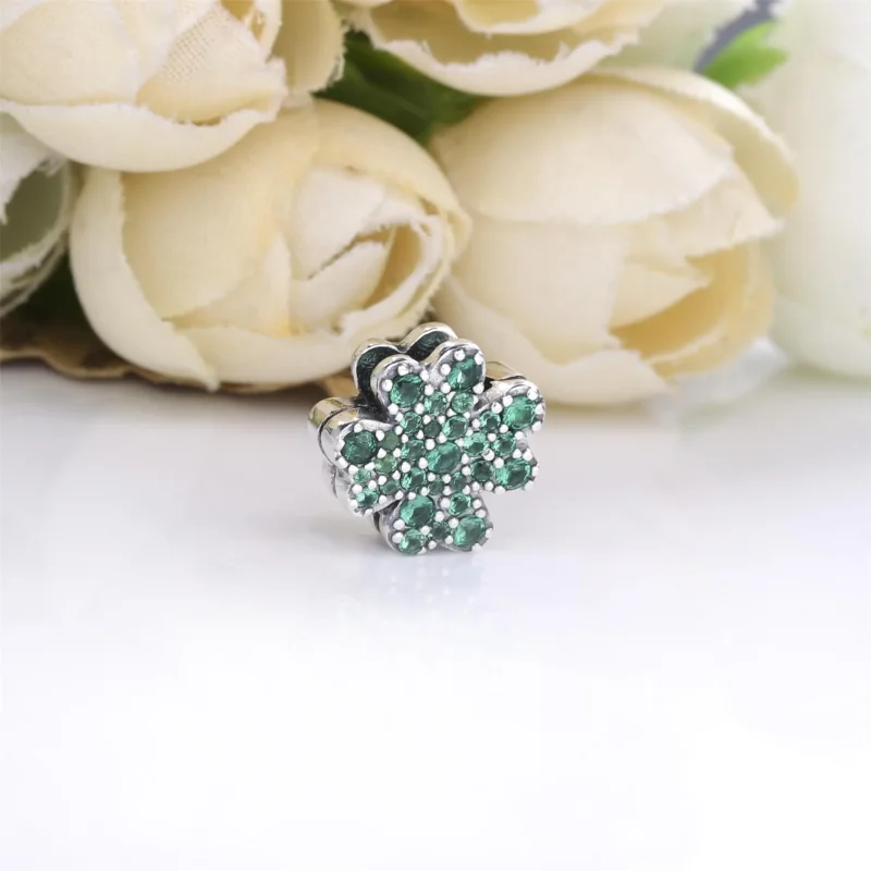 (slika za) PANDORA Pavé obesek s sponkami s štiriperesno deteljico - 798601C01 - Ogled 2