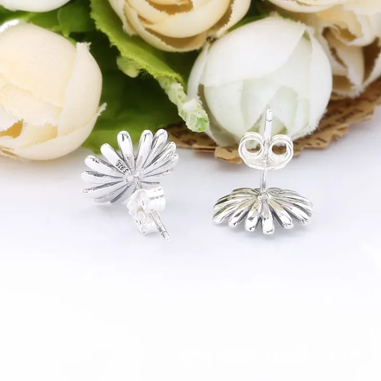 PANDORA Pavé uhani s cvetovi marjetic - 298812C01