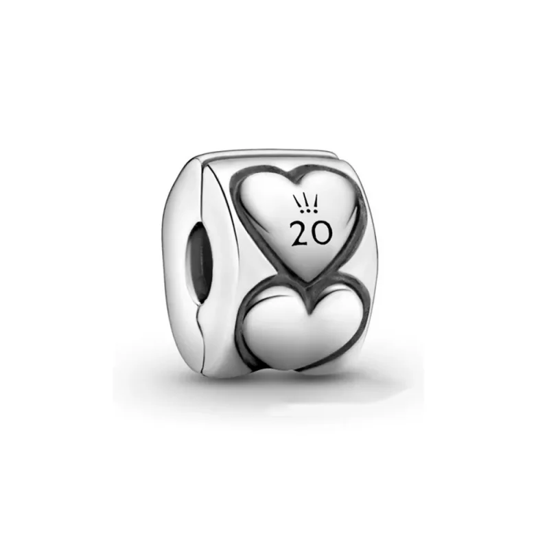 (slika za) PANDORA srebrna sponka za 20. obletnico srca - 799006C00 - Slika izdelka