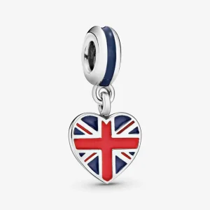 (slika za) Viseči obesek s srcem PANDORA Velika Britanija Union Jack - 791512ENMX