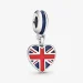 Viseči obesek s srcem PANDORA Velika Britanija Union Jack - 791512ENMX