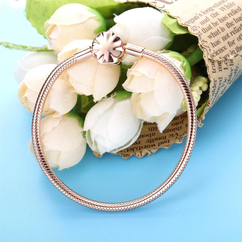 (slika za) Zapestnica s kačjo verižico Pandora Moments roza pahljačasta zaponka - 588145C01 - Ogled 4