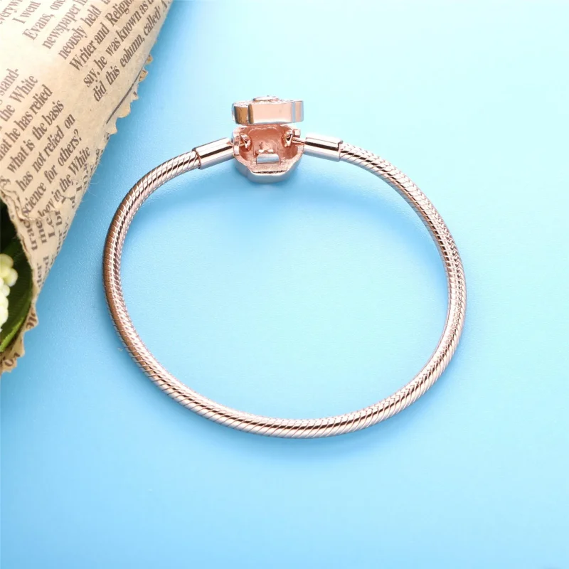 (slika za) Zapestnica s kačjo verižico Pandora Moments roza pahljačasta zaponka - 588145C01 - Ogled 5