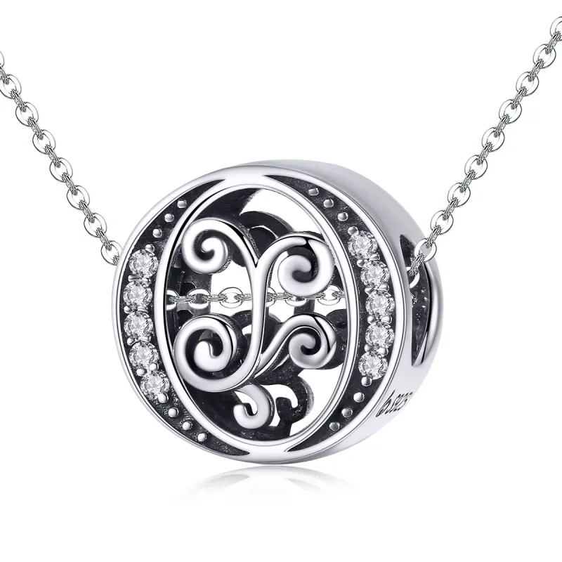 (slika za)  Obesek s bleščečimi pavé cvetovi v stilu Pandora, črka O - BSC030-O - Ogled 2