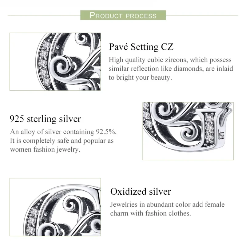 (slika za)  Obesek s bleščečimi pavéji v obliki črke G v slogu Pandora - BSC030-G - Ogled 6