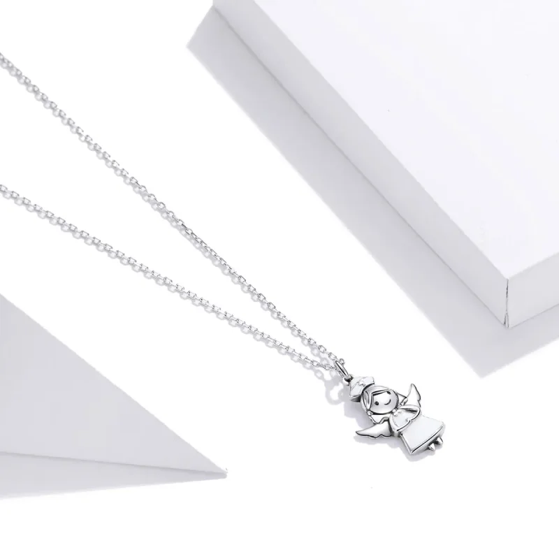 (slika za) Ogrlica z belim obeskom Angel Pandora Style - SCN425 - Ogled 3