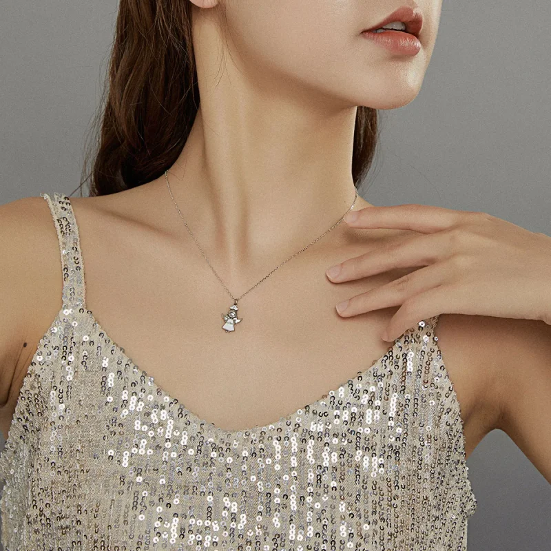 (slika za) Ogrlica z belim obeskom Angel Pandora Style - SCN425 - Ogled 7