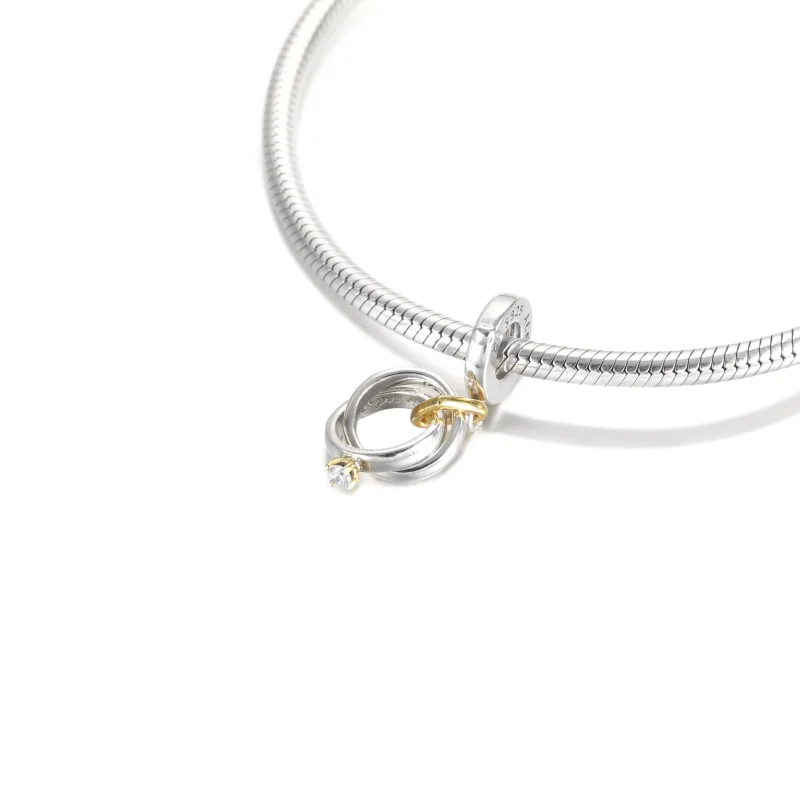 (slika za) Dvobarvni poročni prstani PANDORA viseči obesek - 799319C01 - Ogled 5