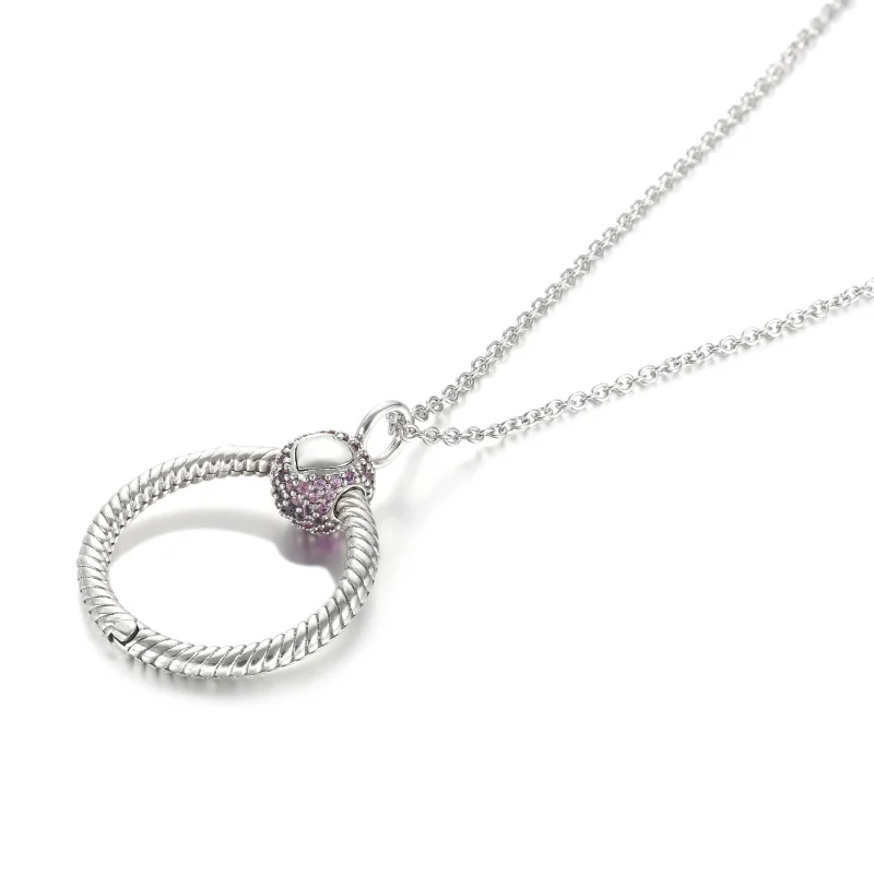 (slika za) Majhen roza pavé O obesek Pandora Moments - 399097C02 - Ogled 5