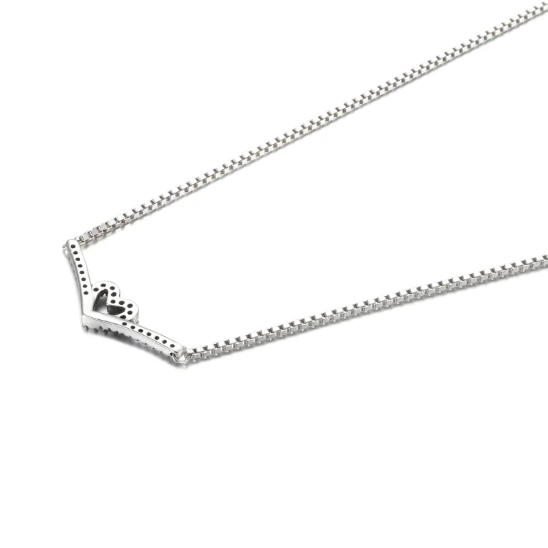 (slika za) PANDORA Bleščeča ogrlica Wishbone Heart Collier - 399273C01 - Ogled 3