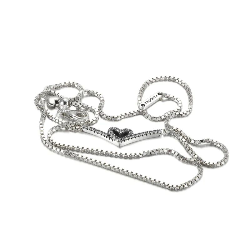 (slika za) PANDORA Bleščeča ogrlica Wishbone Heart Collier - 399273C01 - Ogled 5