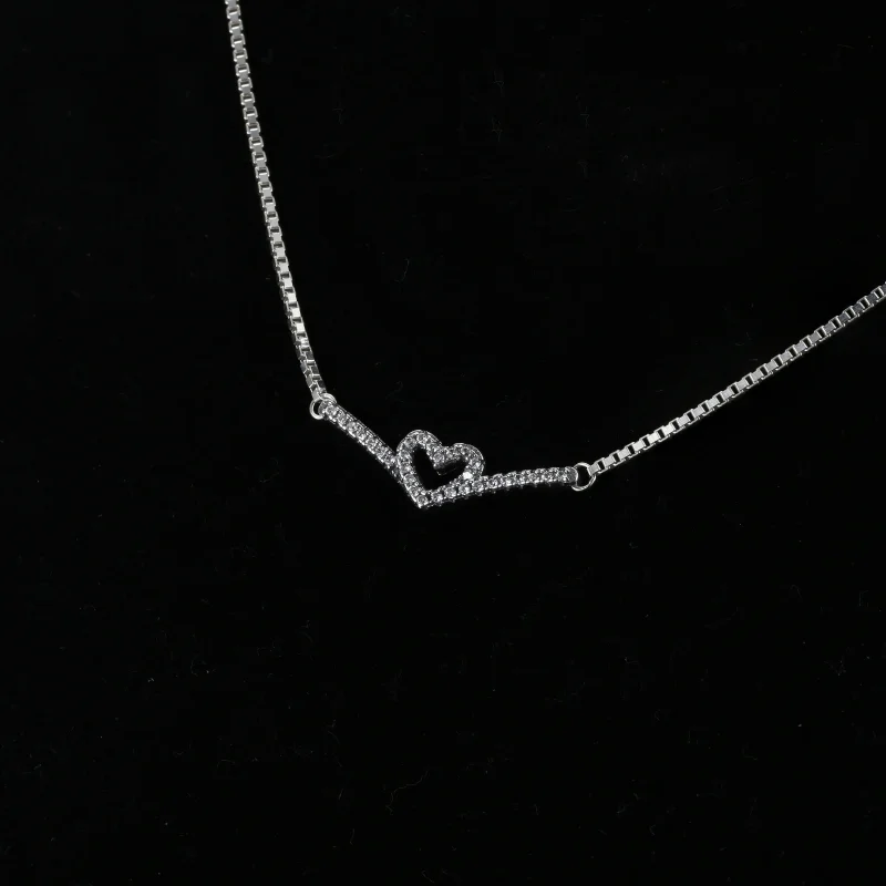 (slika za) PANDORA Bleščeča ogrlica Wishbone Heart Collier - 399273C01 - Ogled 6