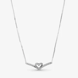 (slika za) PANDORA Bleščeča ogrlica Wishbone Heart Collier - 399273C01