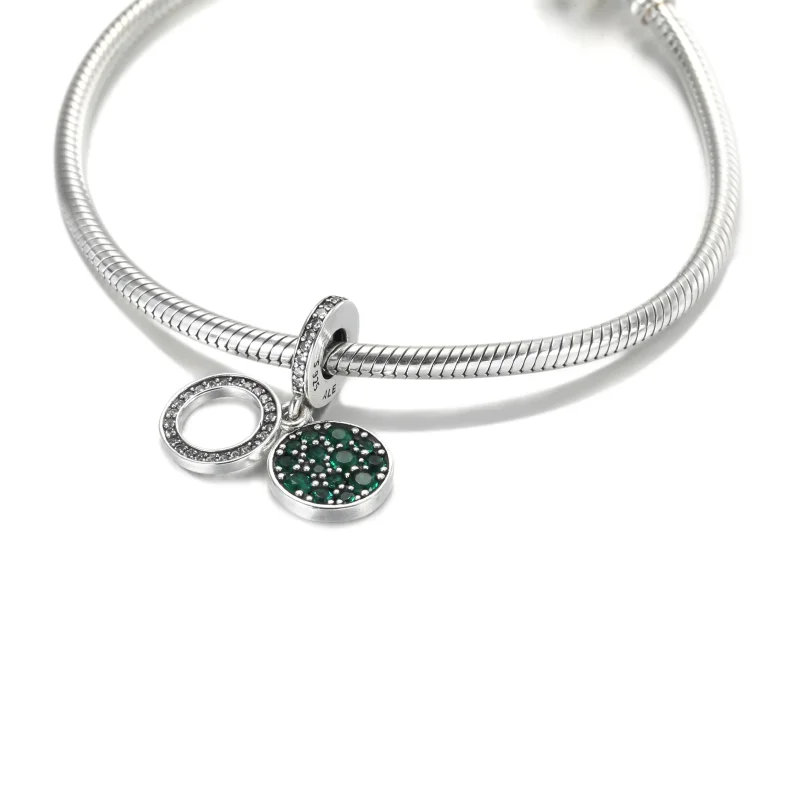 (slika za) PANDORA bleščeče zelene plošče z dvojnim visečim obeskom - 799186C02 - Ogled 5