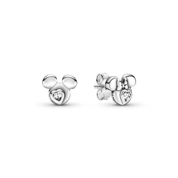 PANDORA Disney uhani s silhueto Mickey Mouse & Minnie Mouse - 299258C01