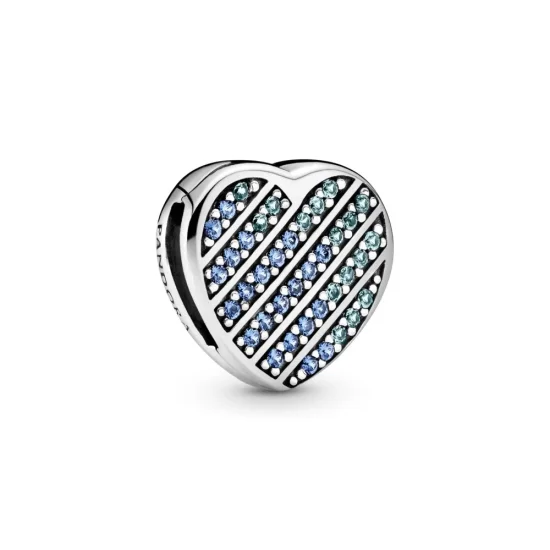 (slika za) PANDORA Modri Pavé obesek s sponkami v obliki srca - 799346C01