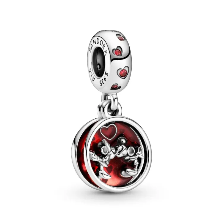 PANDORA Obesek Disney zaljubljencev Miki in Mini Miške s katerega kar puhtijo poljubčki in ljubezen. - 799298C01