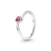 PANDORA prstan Solitaire z rdečim nagnjenim srcem - 199267C01