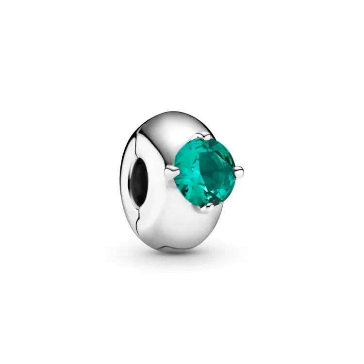 PANDORA Zeleni okrogel obesek za sponke Solitaire - 799204C03