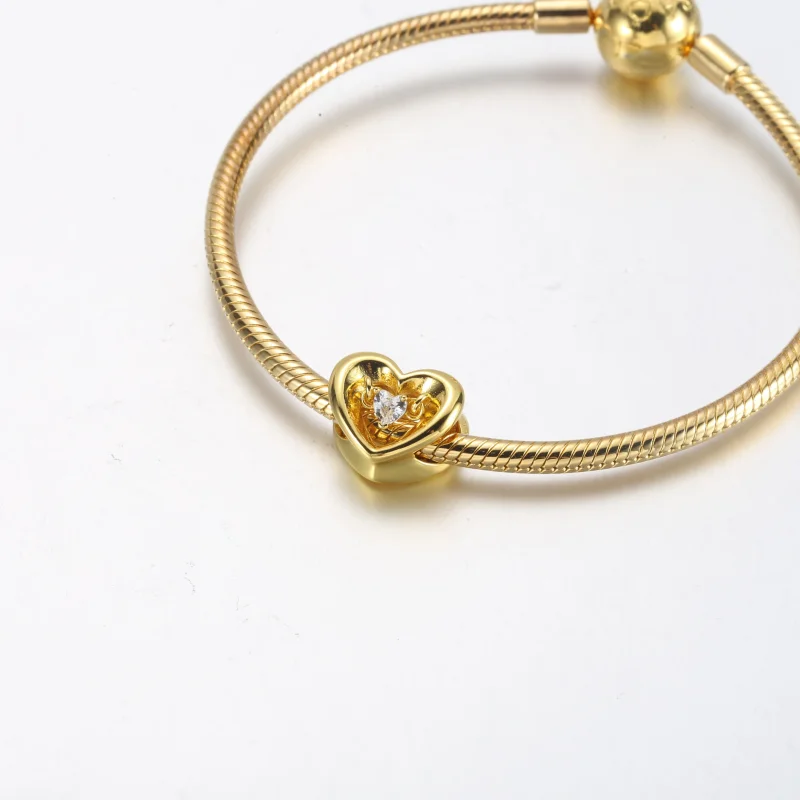 (slika za) PANDORA Obesek s sijočim srcem in lebdečim kamnom - 762493C01 - Ogled 6