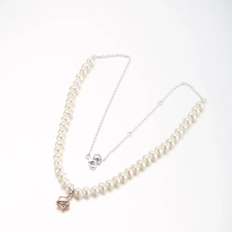 (slika za) PANDORA ogrlica Lucky Star iz rožnatega zlata - 382489C01-45 - Ogled 5