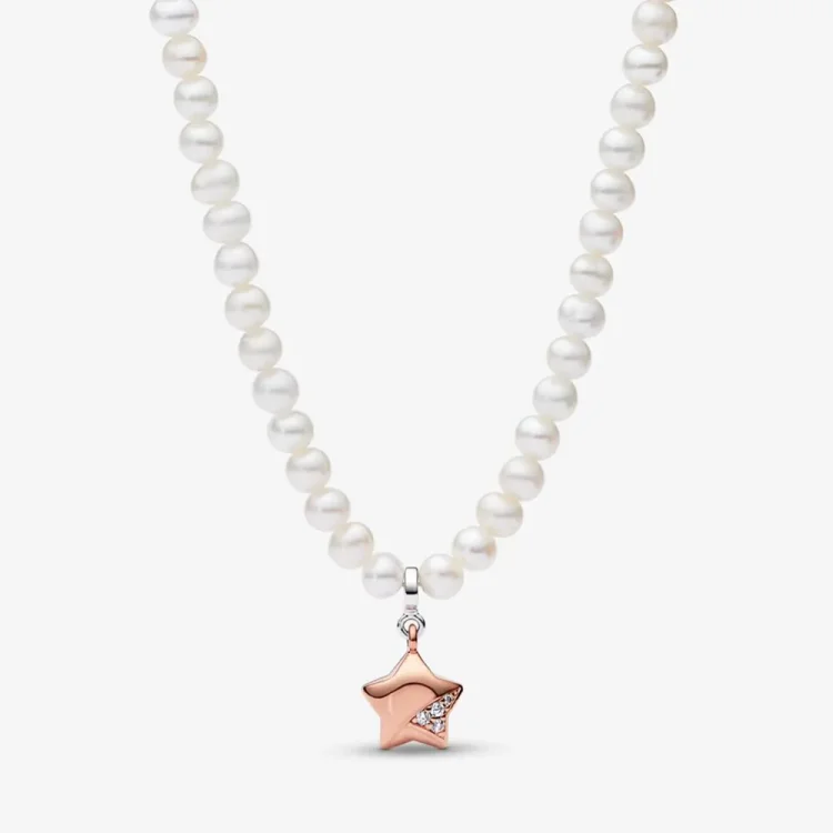 PANDORA ogrlica Lucky Star iz rožnatega zlata - 382489C01-45